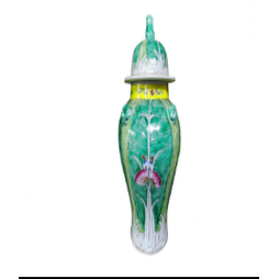 Bok Choy Ginger Jar – Medium Hand-Painted Porcelain Jar Foo Dog Lid PAIR (MOQ 2)