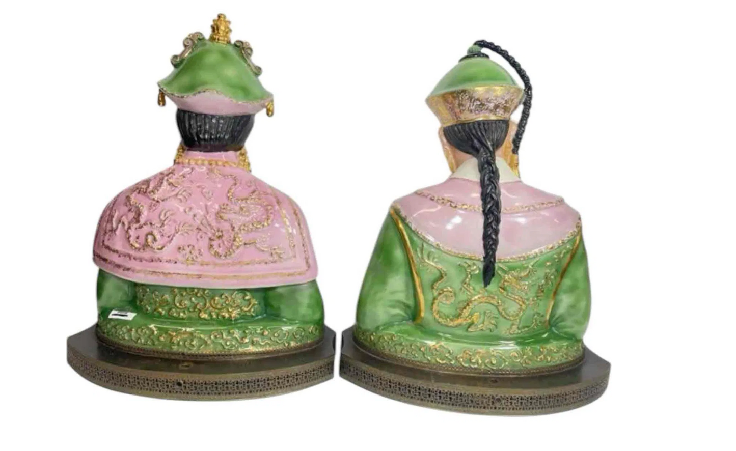 Pair of Monumental Chinese Export-Style Porcelain Busts