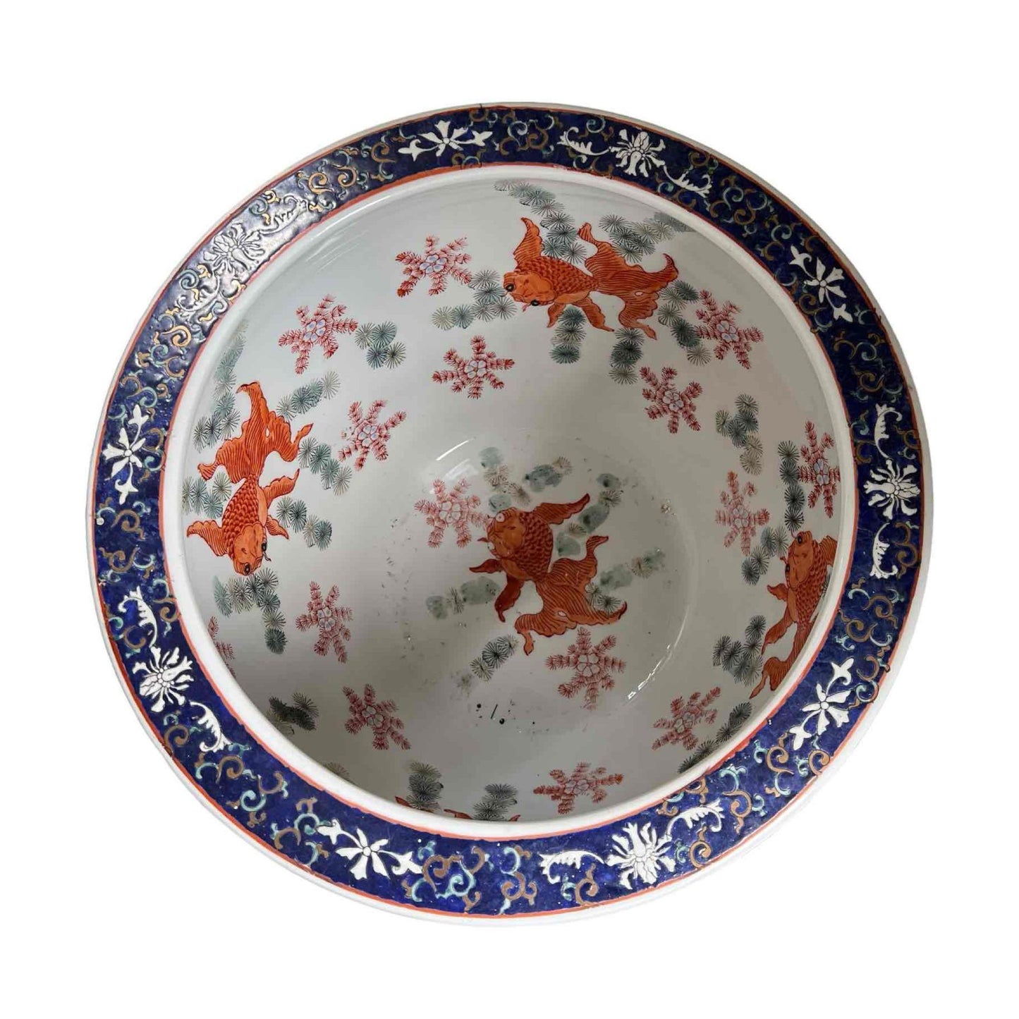 Gorgeous Signed Hand Painted Fish Bowl Style Planter