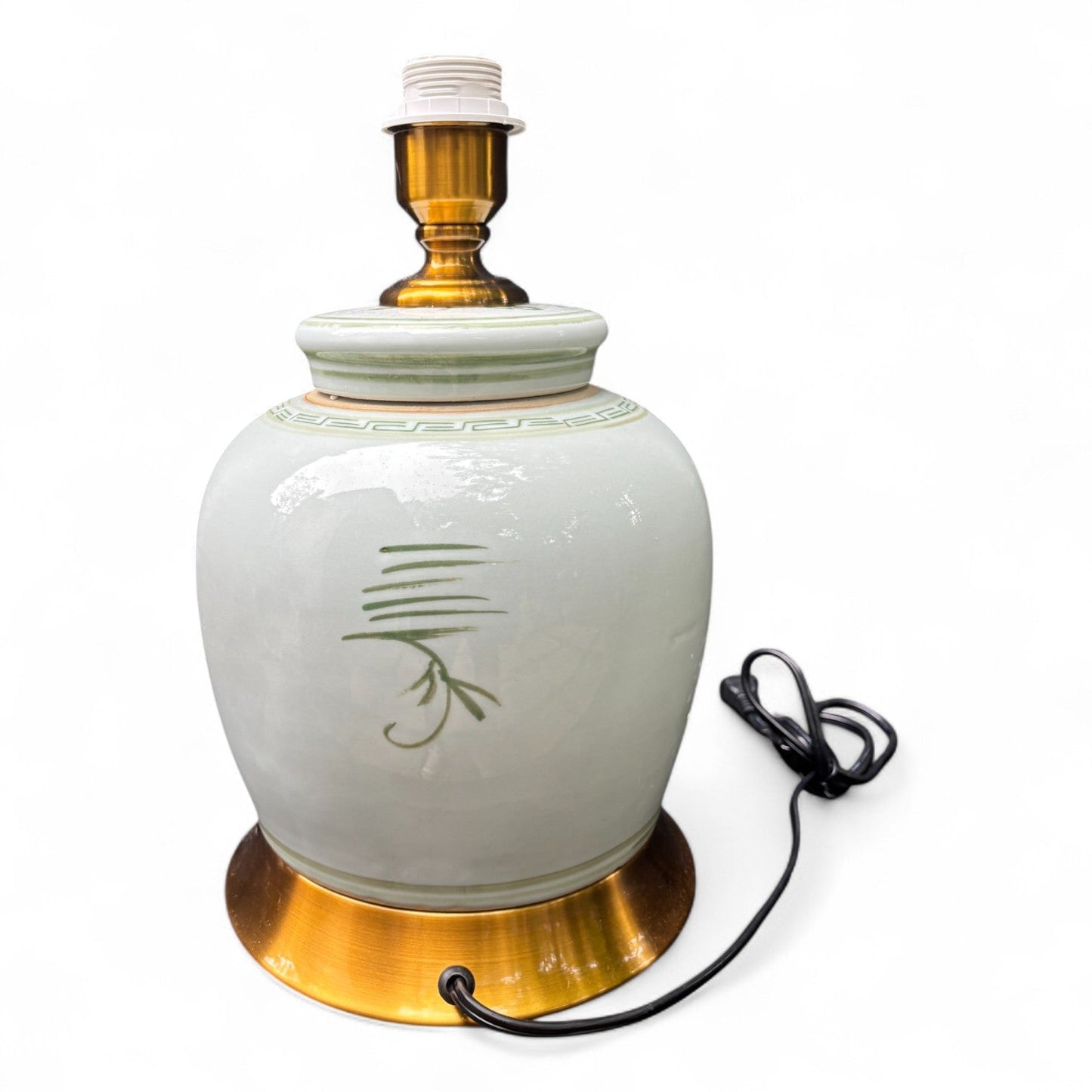 Green and White Porcelain Lamp – Hand Painted Jingdezhen