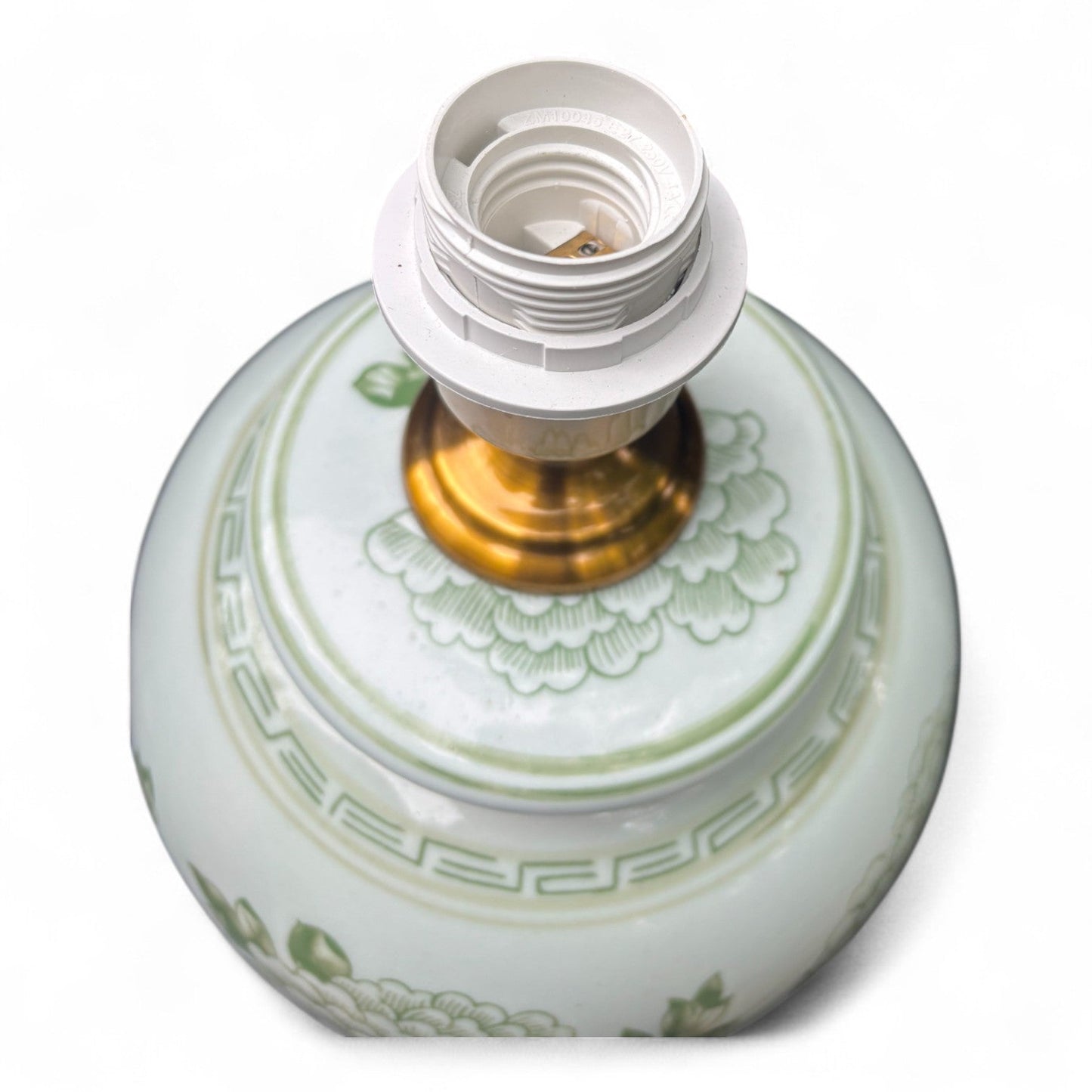 Green and White Porcelain Lamp – Hand Painted Jingdezhen