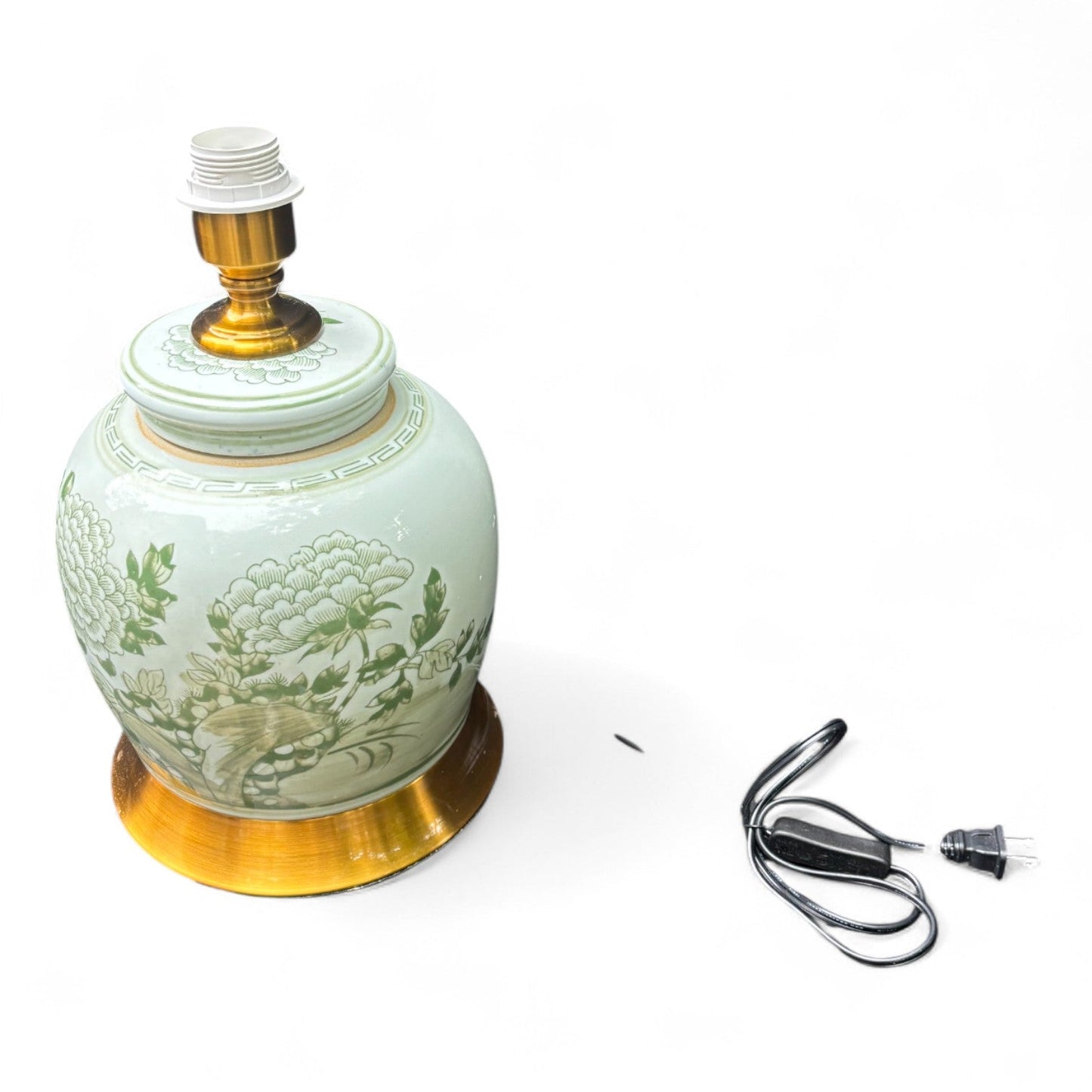Green and White Porcelain Lamp – Hand Painted Jingdezhen