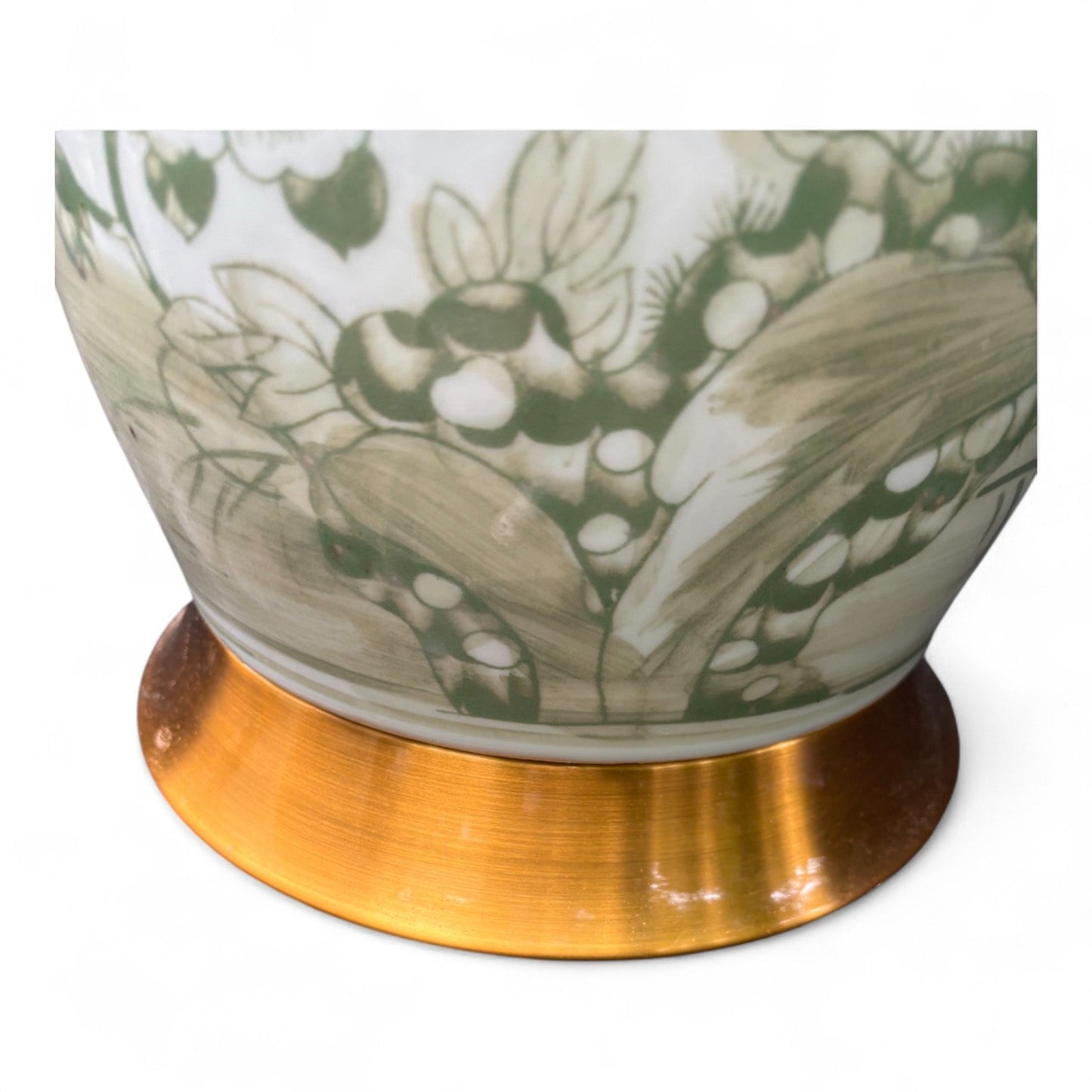 Green and White Porcelain Lamp – Hand Painted Jingdezhen