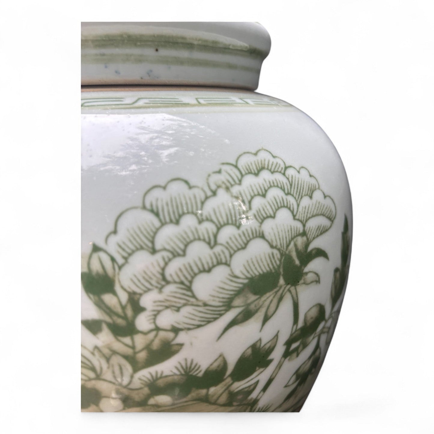 Green and White Porcelain Lamp – Hand Painted Jingdezhen