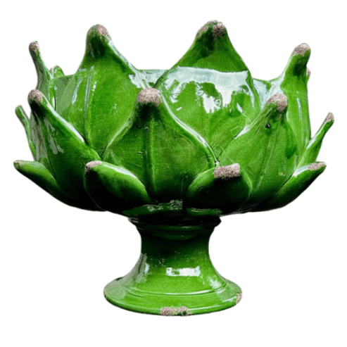 Italian Hand-Thrown Majolica Artichoke Pedestal Bowl –