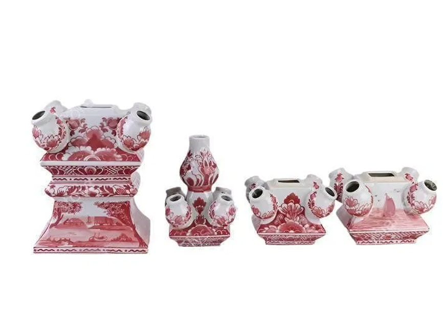 Small Red and White Porcelain Pagoda Vase – Handcrafted