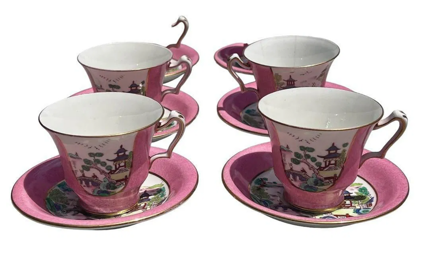 Staffordshire Pink Pagoda Tea & Dessert Set – 24 Pieces