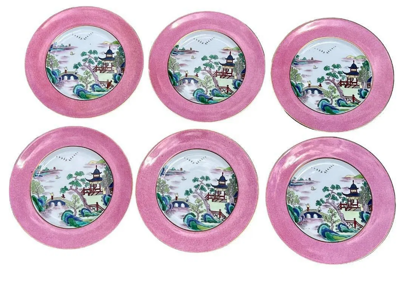 Staffordshire Pink Pagoda Tea & Dessert Set – 24 Pieces