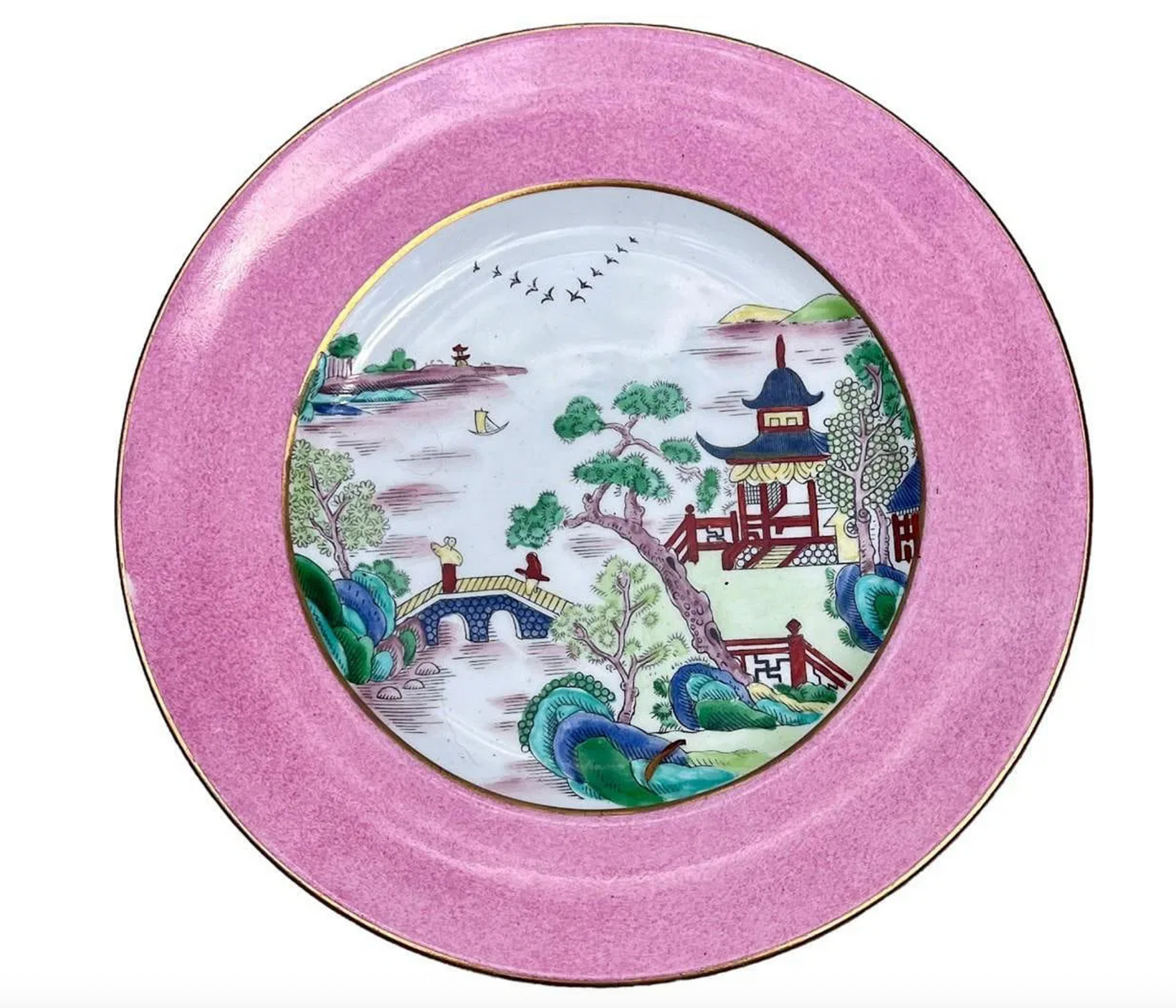 Staffordshire Pink Pagoda Tea & Dessert Set – 24 Pieces