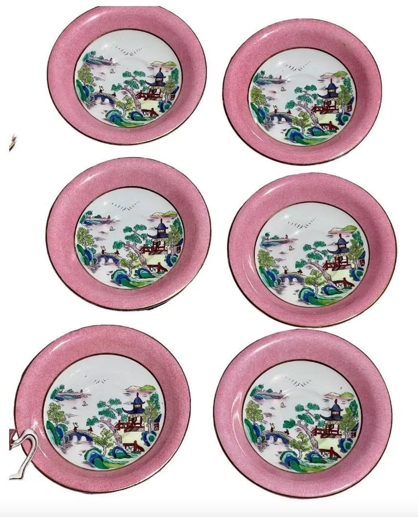 Staffordshire Pink Pagoda Tea & Dessert Set – 24 Pieces