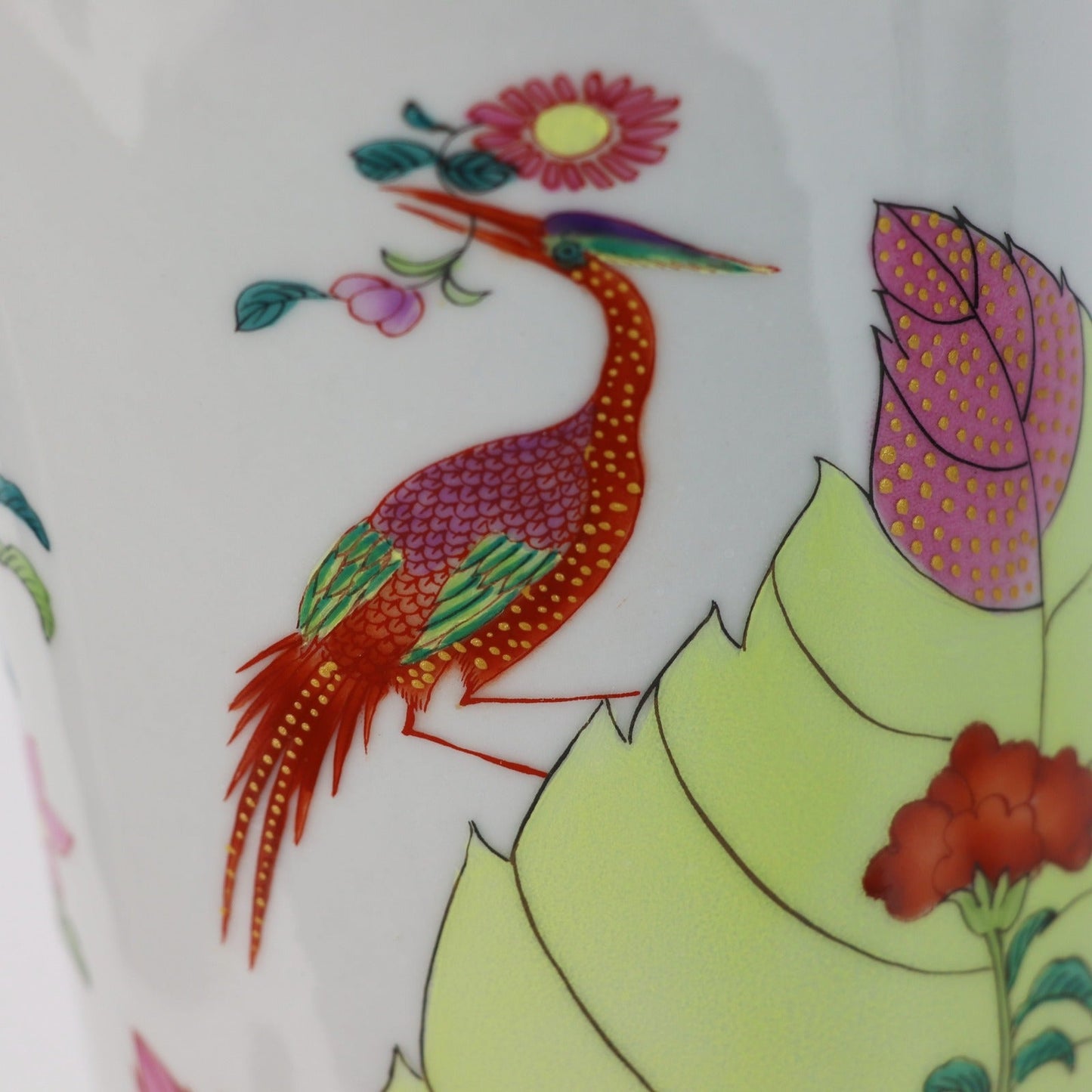 Tobacco Leaf Tulip Vase Hand Painted Porcelain Porcelain