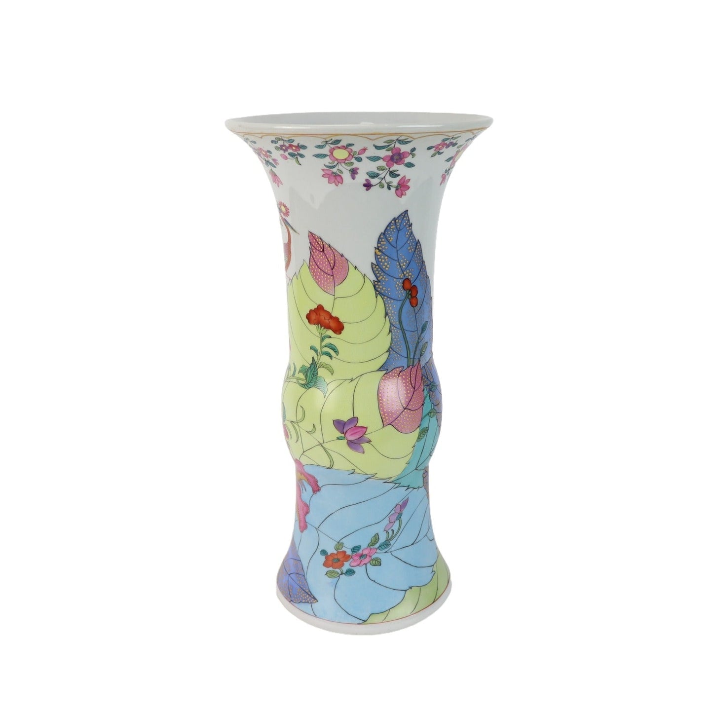 Tobacco Leaf Tulip Vase Hand Painted Porcelain Porcelain