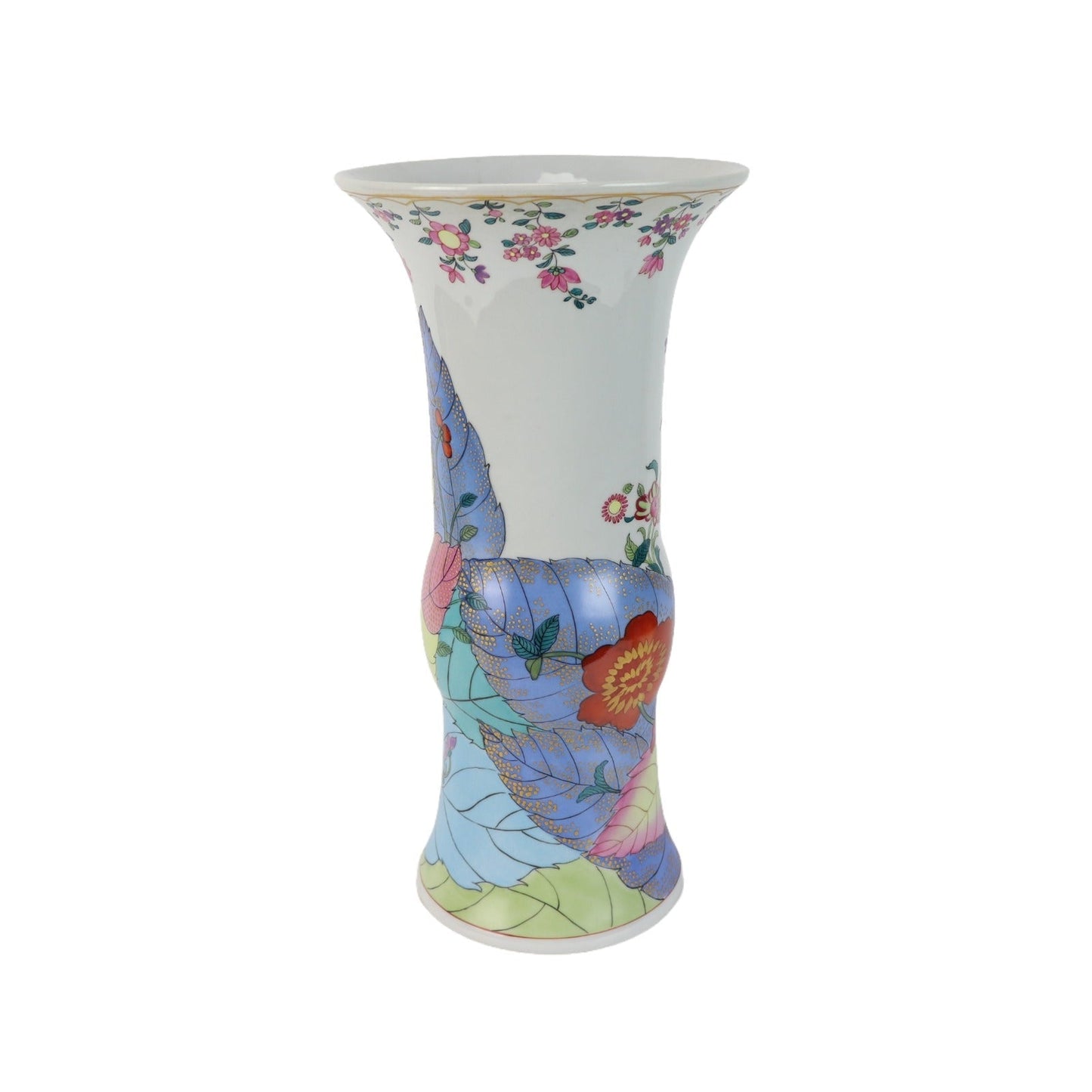 Tobacco Leaf Tulip Vase Hand Painted Porcelain Porcelain