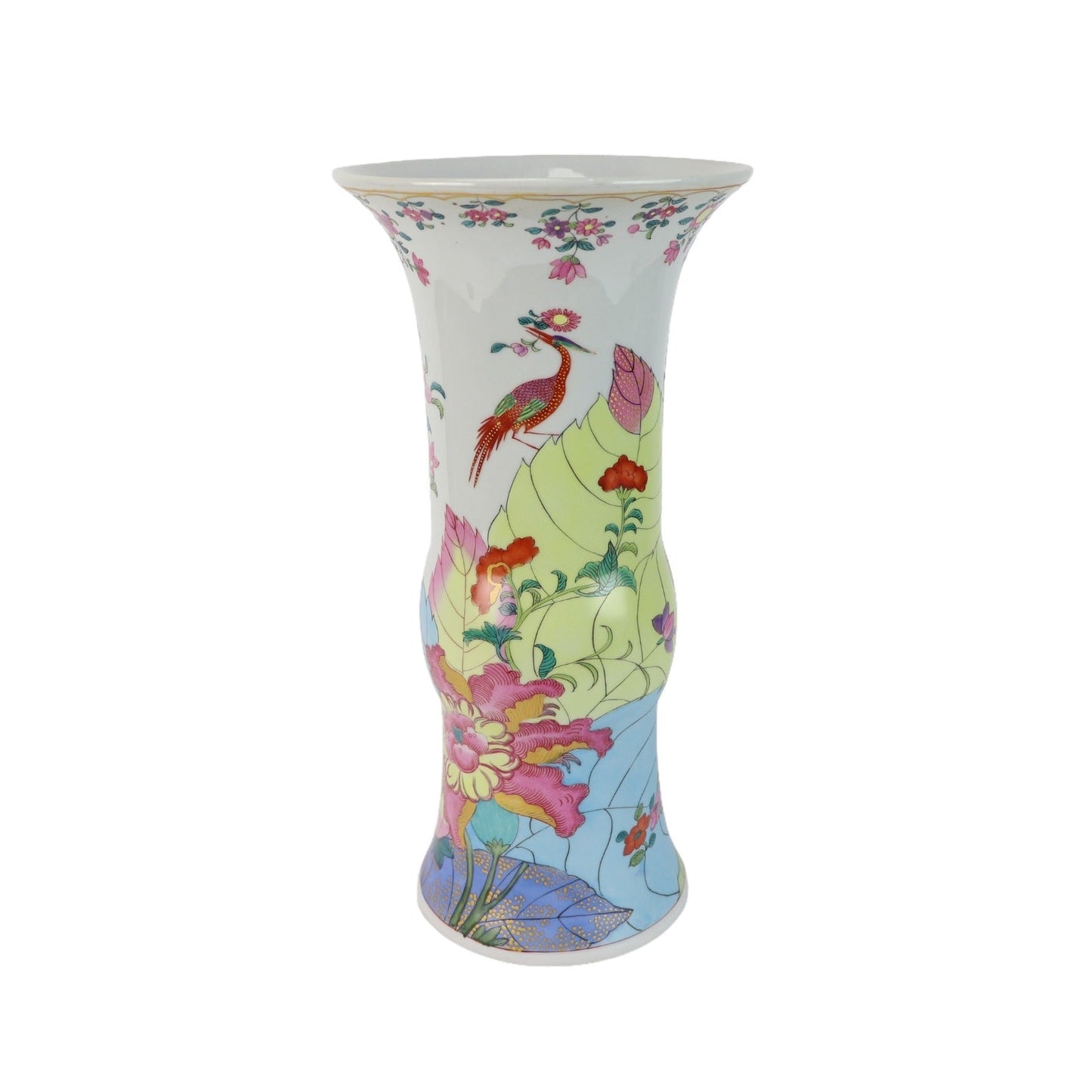 Tobacco Leaf Tulip Vase Hand Painted Porcelain Porcelain
