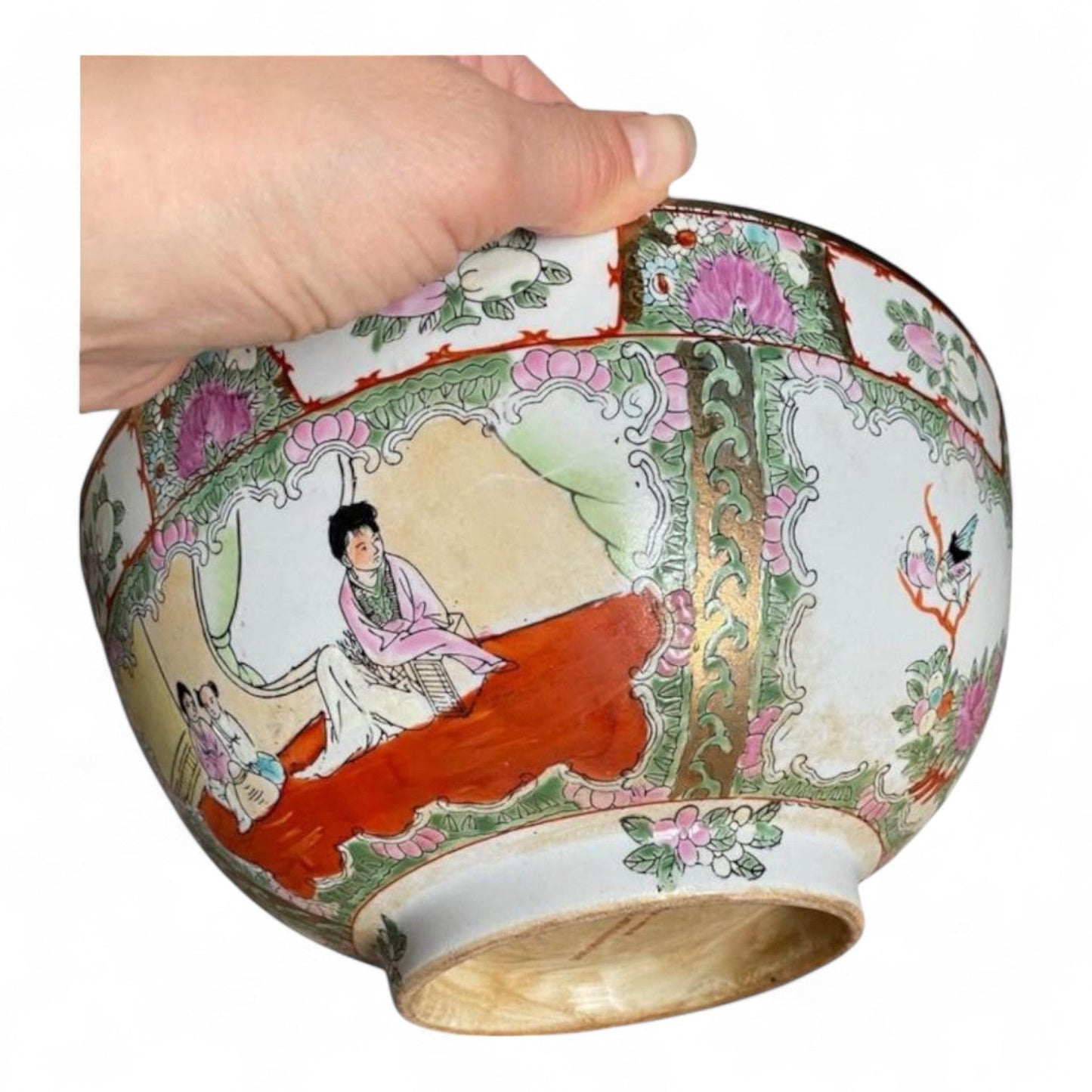Vintage Rose Medallion Porcelain Bowl - Hand-Painted