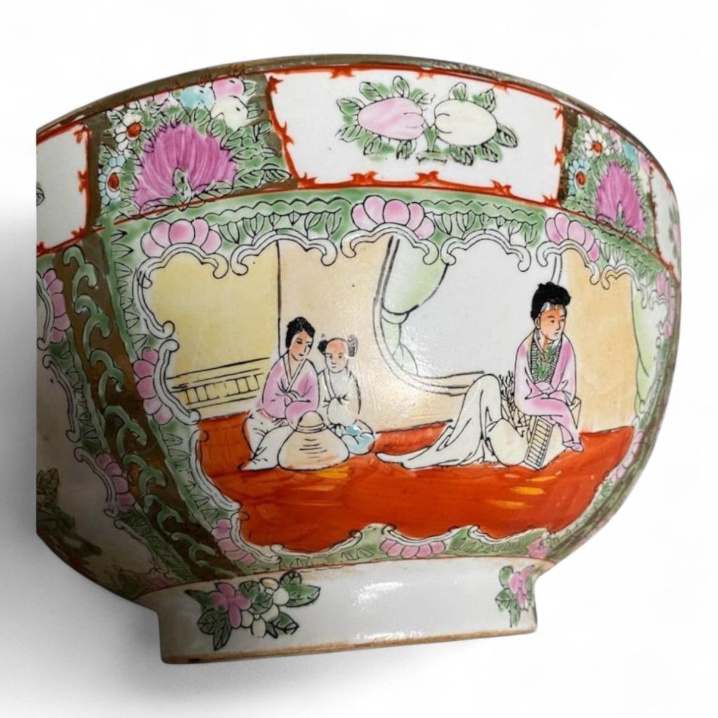 Vintage Rose Medallion Porcelain Bowl - Hand-Painted