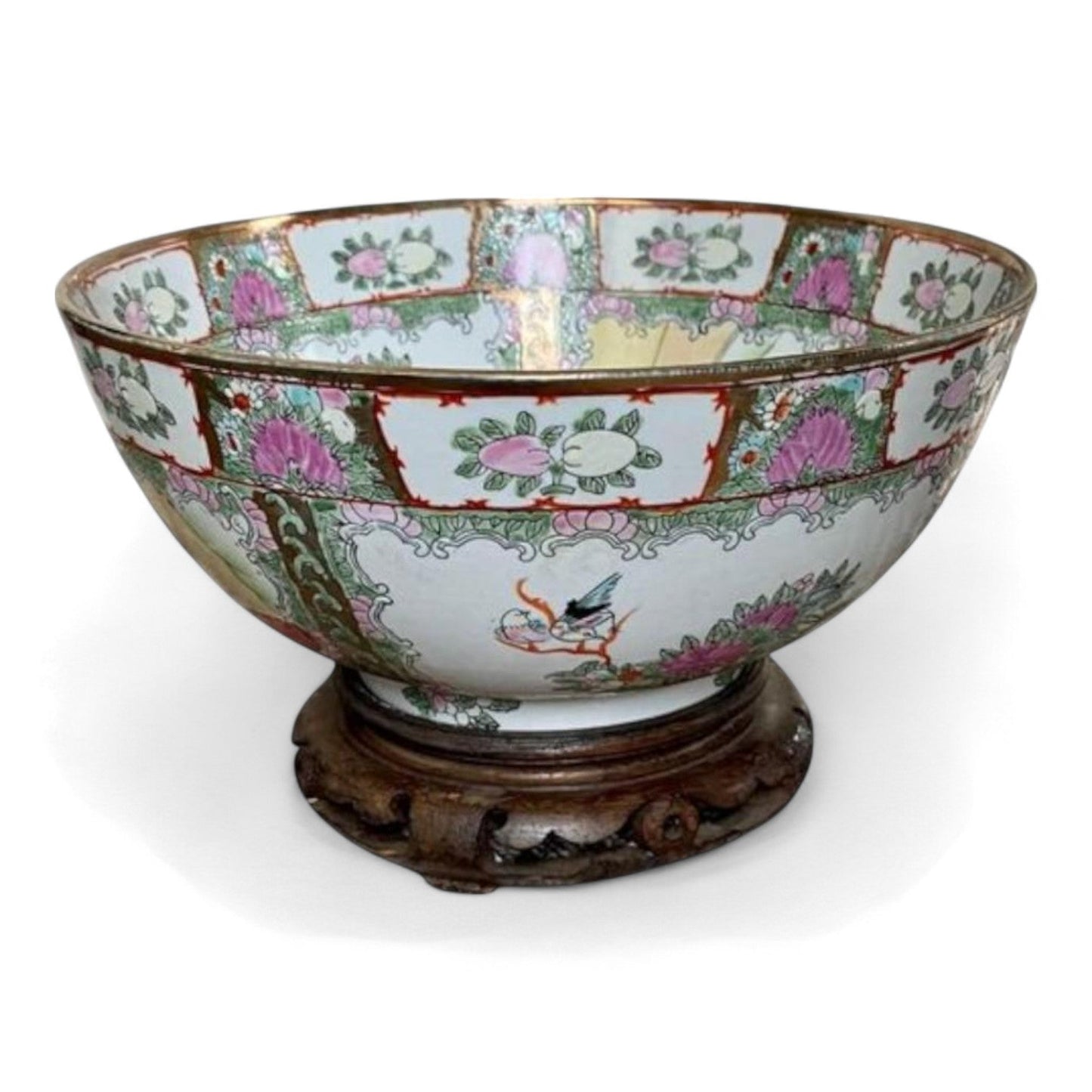 Vintage Rose Medallion Porcelain Bowl - Hand-Painted