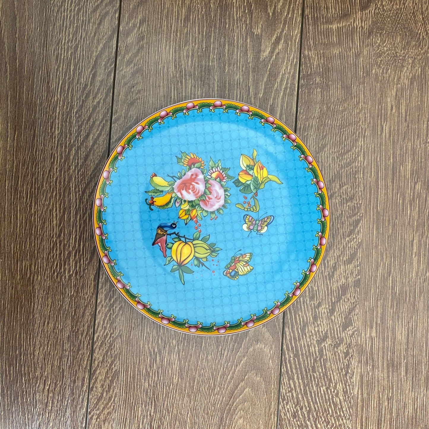 Famille Rose and Bok Choy Fine Bone China Dinner Plate Set