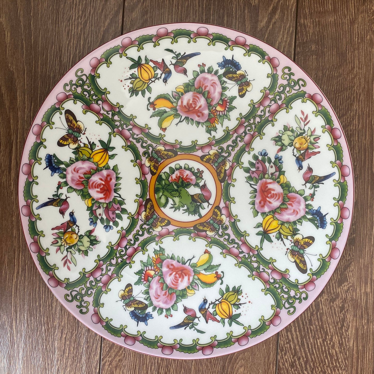 Famille Rose and Bok Choy Fine Bone China Dinner Plate Set