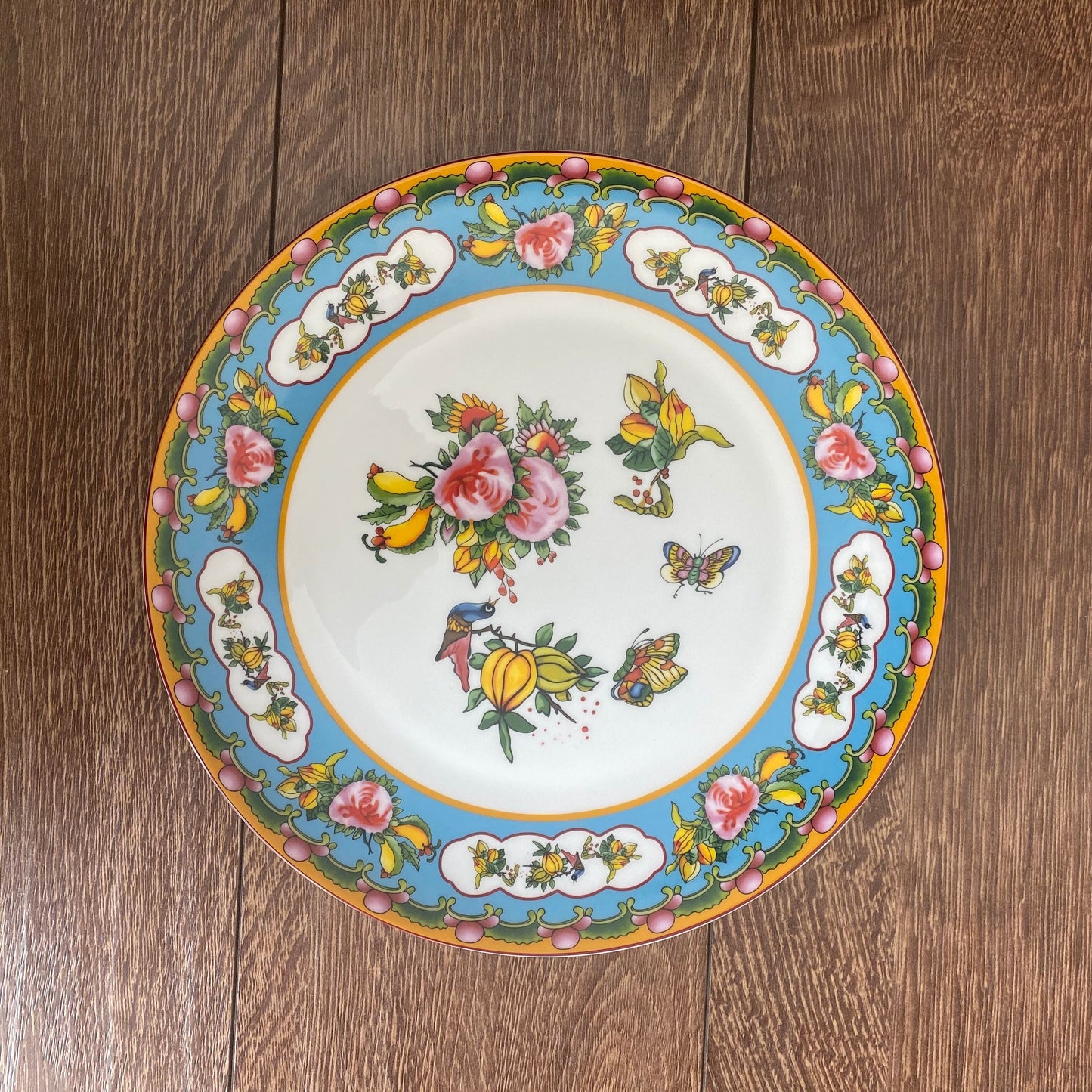 Famille Rose and Bok Choy Fine Bone China Dinner Plate Set