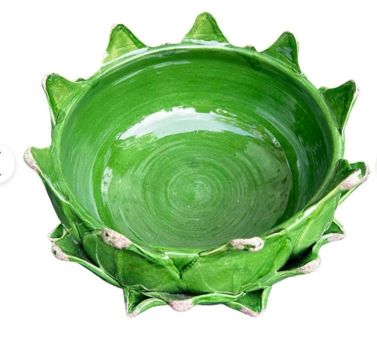 Italian Hand-Thrown Majolica Artichoke Pedestal Bowl –