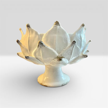Italian Hand-Thrown Majolica Artichoke Pedestal Bowl – Emerald Green