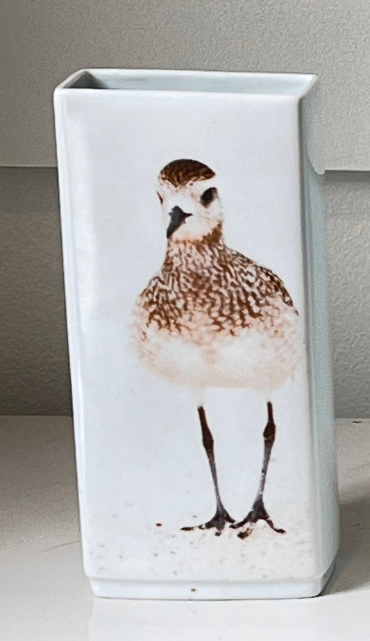 Porcelain Vase with Sandpiper Bird Print