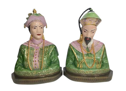 Pair of Monumental Chinese Export-Style Porcelain Busts