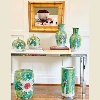 Bok Choy Apple Jar - Large Hand-Painted Porcelain Sculpture
