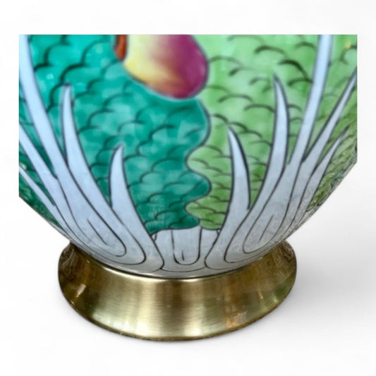 Pair of Hand Painted Famille Verte Globe Lamps – Bok Choy