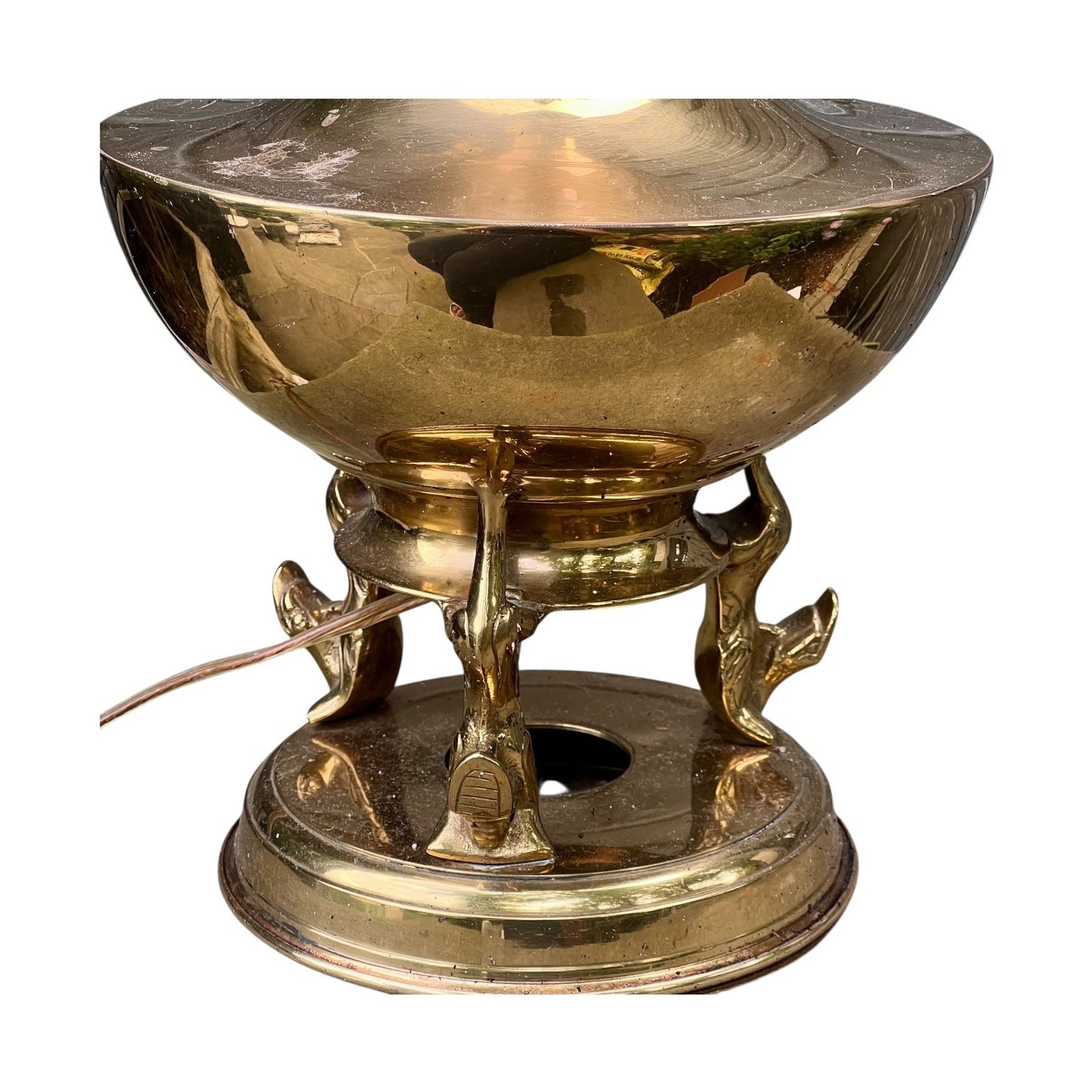 Brass Double Dragon Handle Brass Table Lamp Vintage - Table