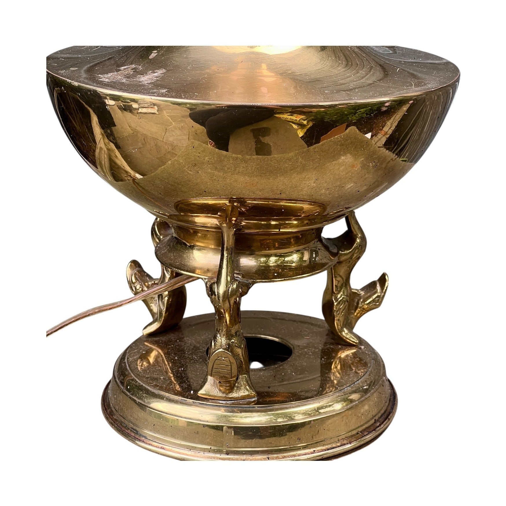 Brass Double Dragon Handle Brass Table Lamp Vintage - Table