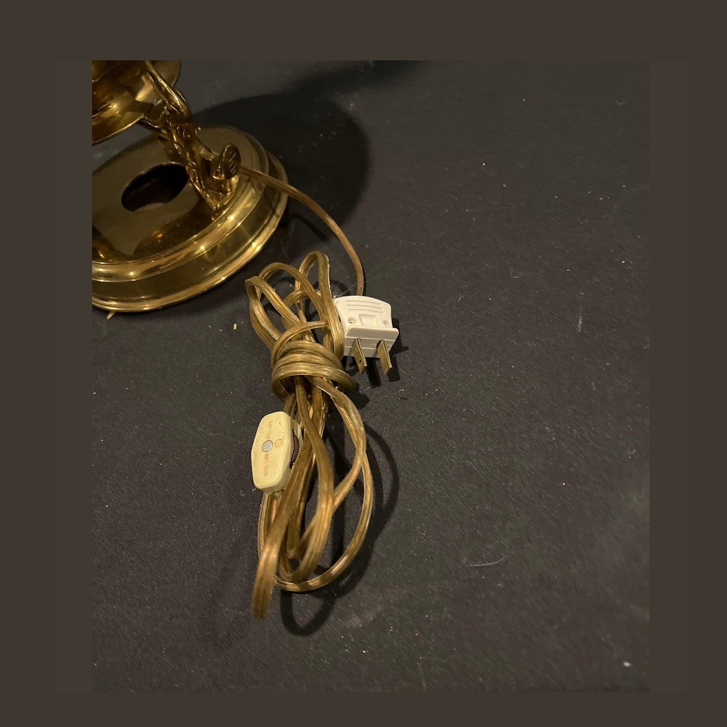 Brass Double Dragon Handle Brass Table Lamp Vintage - Table