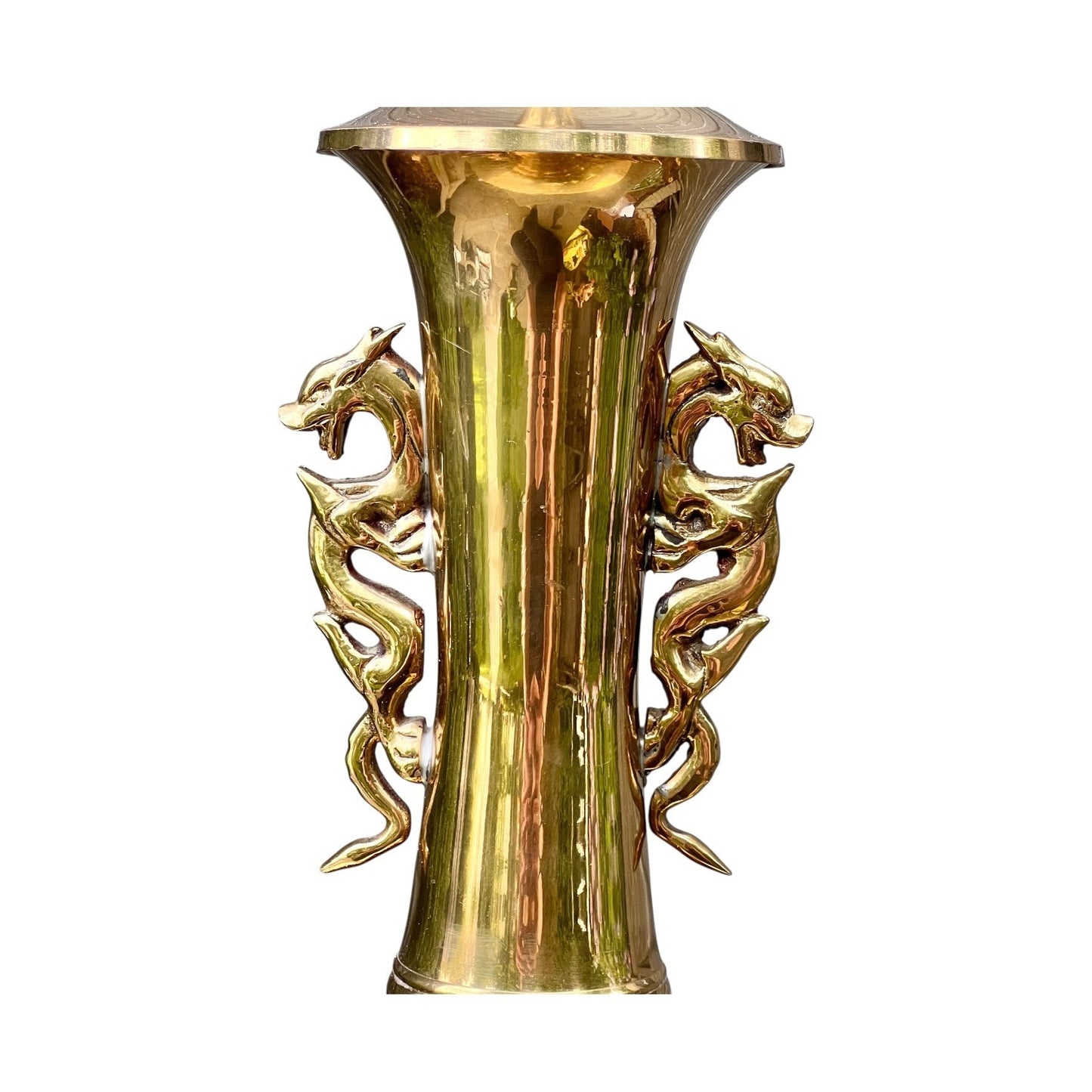 Brass Double Dragon Handle Brass Table Lamp Vintage - Table
