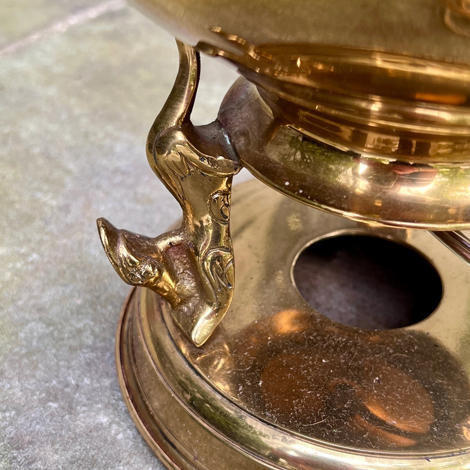 Brass Double Dragon Handle Brass Table Lamp Vintage - Table