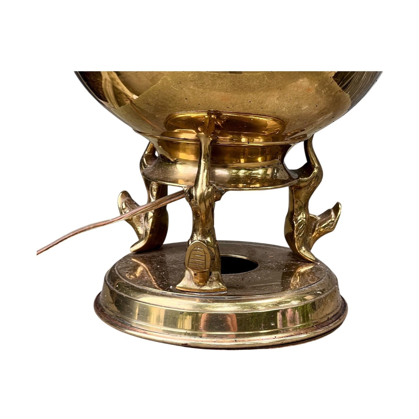 Brass Double Dragon Handle Brass Table Lamp Vintage - Table