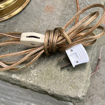 Brass Double Dragon Handle Brass Table Lamp Vintage - Table