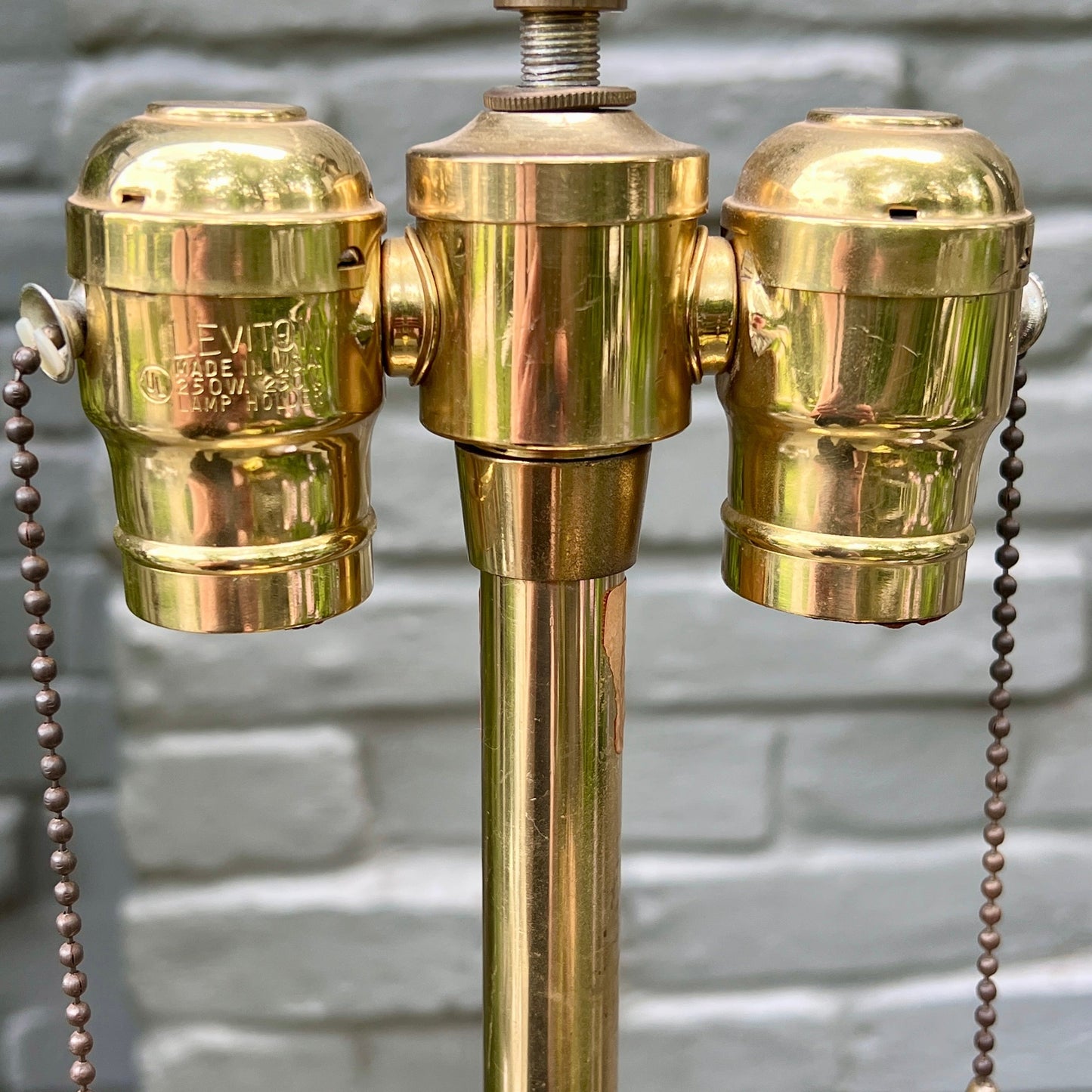 Brass Double Dragon Handle Brass Table Lamp Vintage - Table