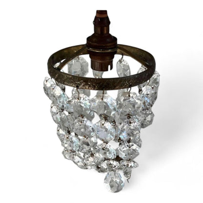 Charming French Antique Gilt And Crystal Cherub Wall Sconce