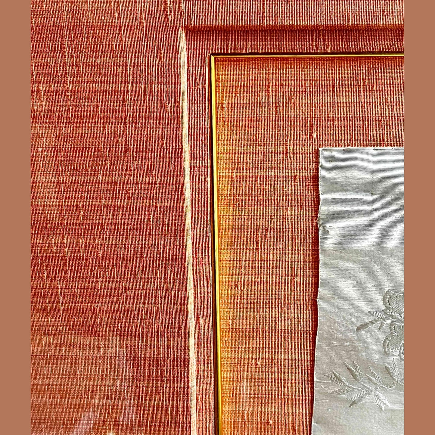 Custom Acrylic Shadow Box with Antique Chinese Silk Fabric