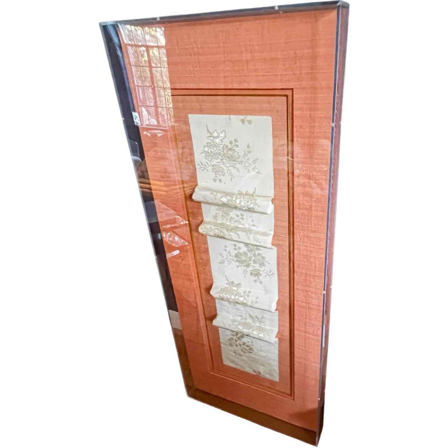 Custom Acrylic Shadow Box with Antique Chinese Silk Fabric