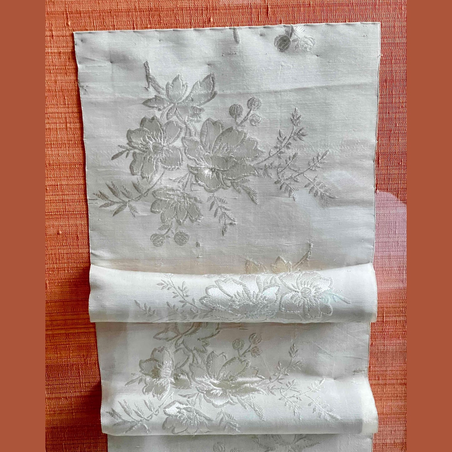 Custom Acrylic Shadow Box with Antique Chinese Silk Fabric