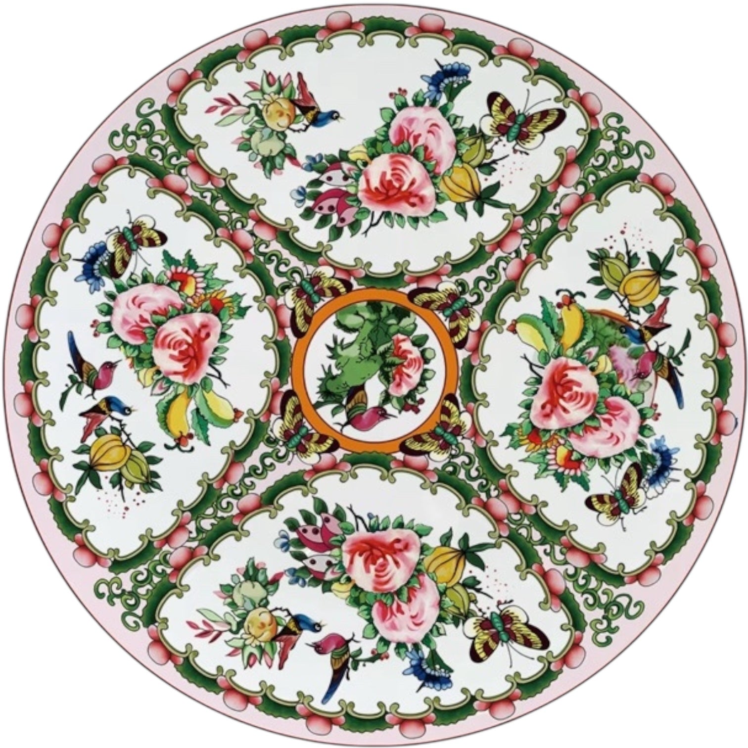 Famille Rose Bone China Charger Plates – Chinoiserie Floral