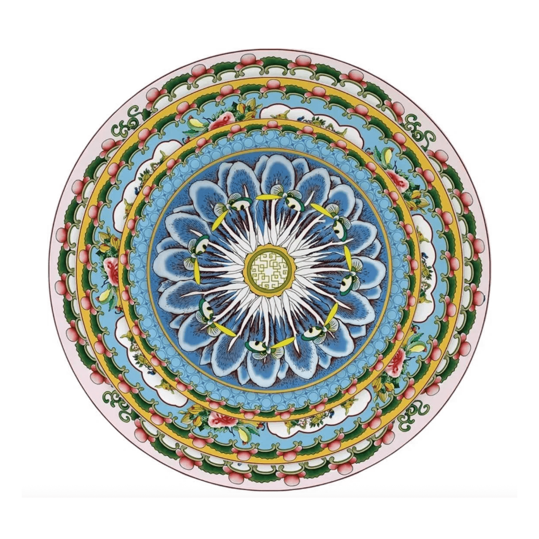 Modern Famille Rose Bone China Dinnerware Set