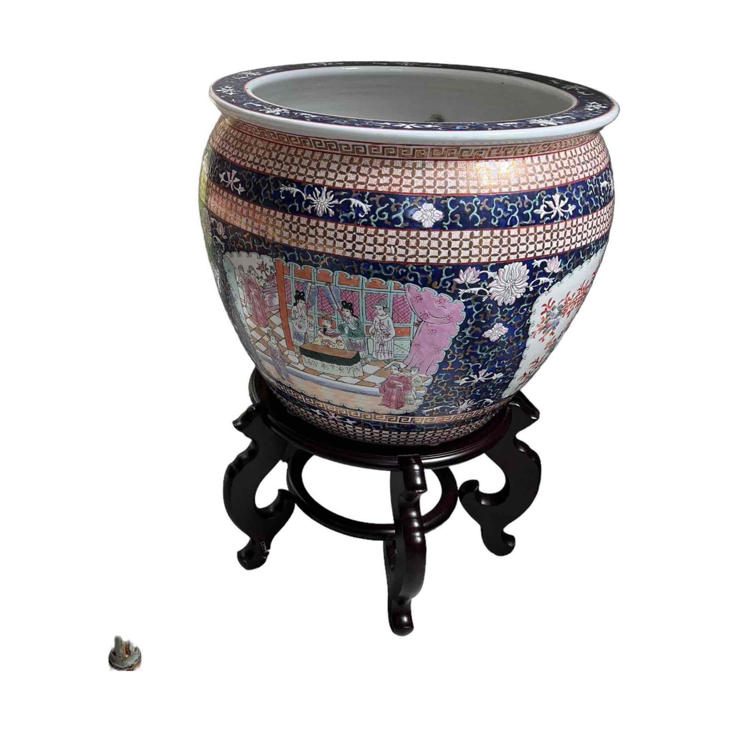 Gorgeous Signed Hand Painted Fish Bowl Style Planter