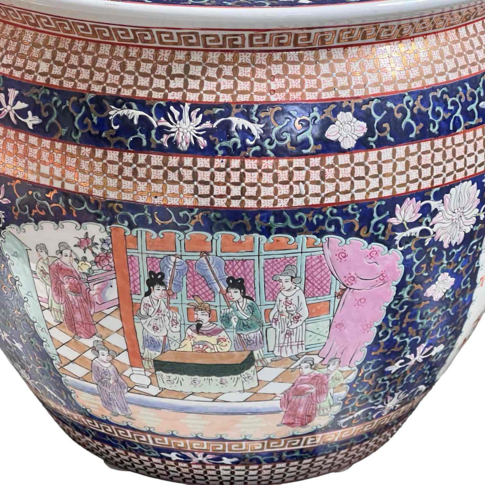 Gorgeous Signed Hand Painted Fish Bowl Style Planter