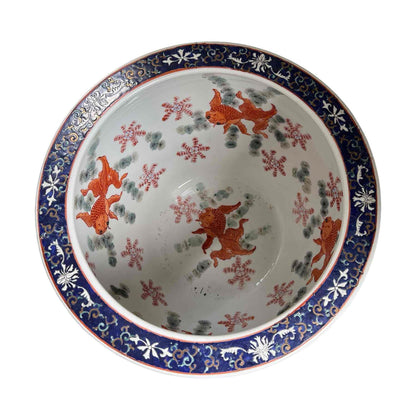 Gorgeous Signed Hand Painted Fish Bowl Style Planter