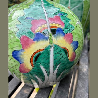 Hand-Painted Jingdezhen Porcelain Melon Jar with Finial Lid