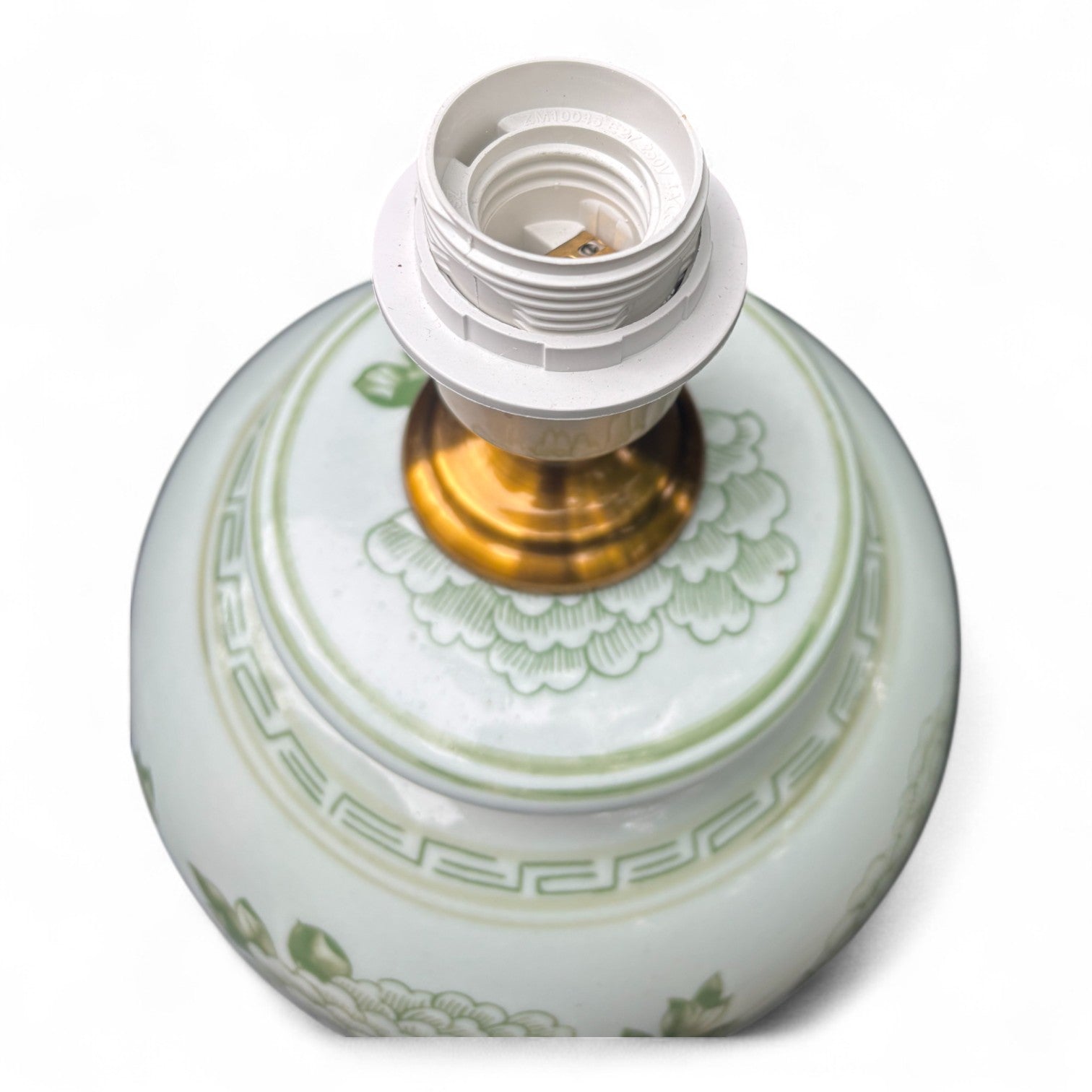 Green and White Porcelain Lamp – Hand Painted Jingdezhen