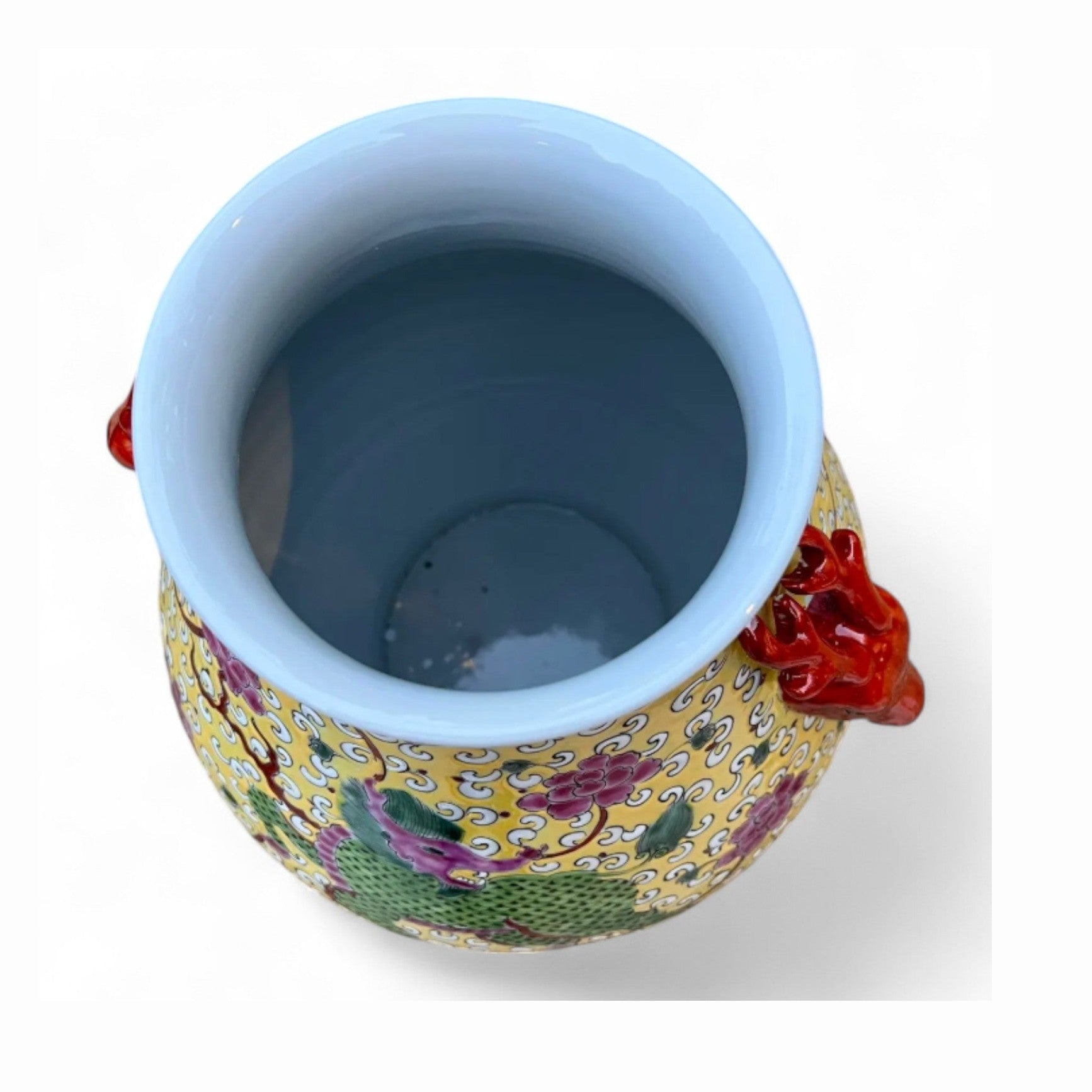 Hand-Painted Porcelain Qilin Vase – Yellow Glaze